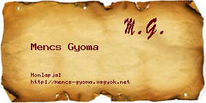 Mencs Gyoma névjegykártya